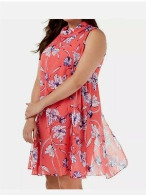 NEW Jessica Howard Womens Dress Pink Multi Size 14 P Sheath Chiffon,